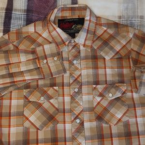 Old Navy vintage plaid pearlsnap western shirt mens size M